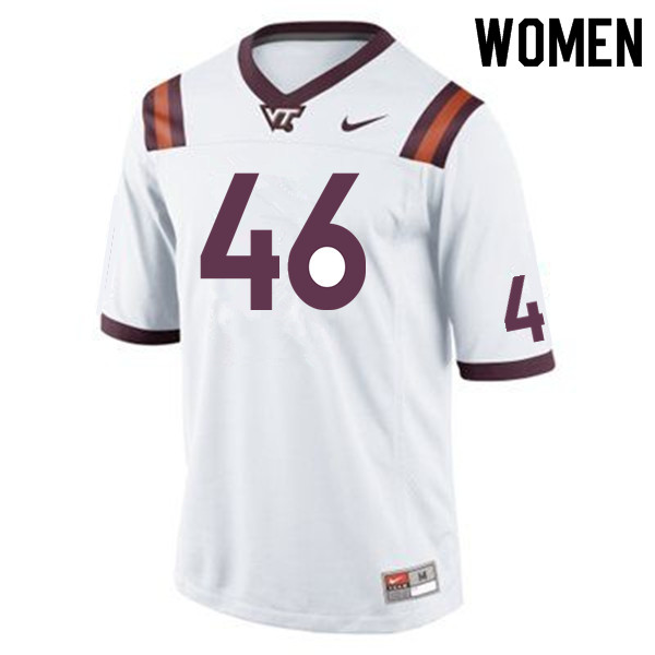 Women #46 Chase Blaker Virginia Tech Hokies College Football Jerseys Sale-White - Click Image to Close